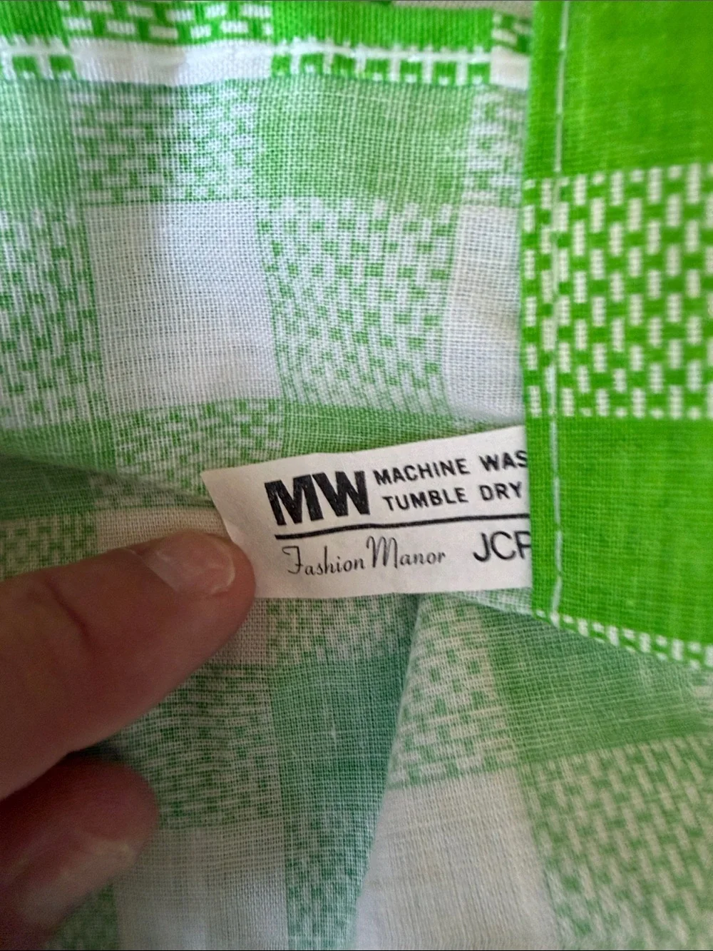 Vintage Green & White Gingham Green Apple Swag Curtain Valance Country Cottage